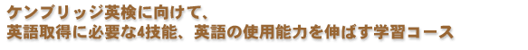 �P���u���b�W�p���Ɍ����āA�p��擾�ɕK�v��4�Z�\�A�p��̎g�p�\�͂�L�΂��w�K�R�[�X